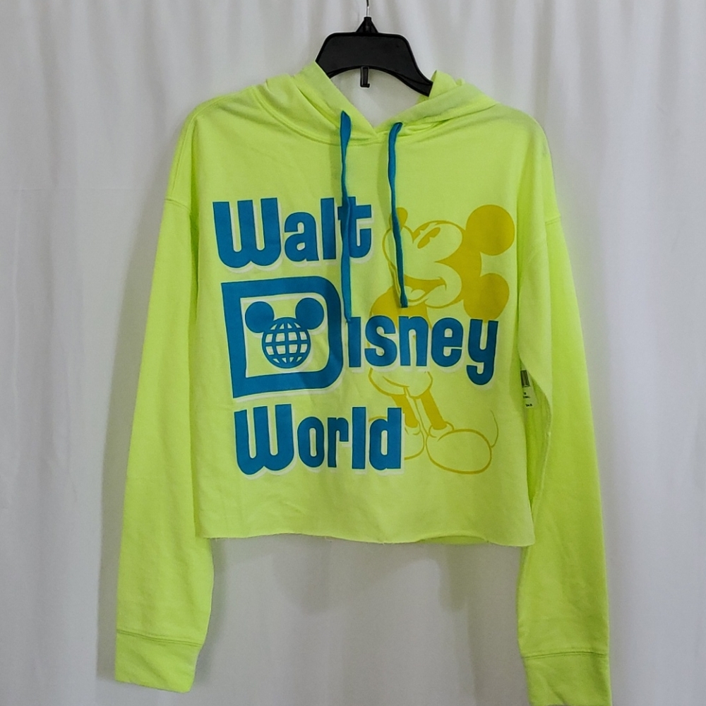 Walt Disney Women's Neon Green XS Hoodie Top